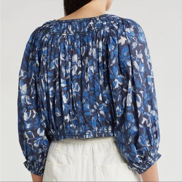 NEW Joie May Floral Cropped Blouse L Large Cotton NWT $248 - Picture 3 of 4
